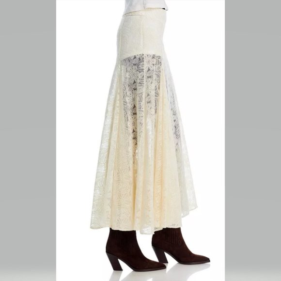 Free People Beat of the Moment Lace Maxi Skirt Sheer with shorts Size 4 NEW - Picture 7 of 15